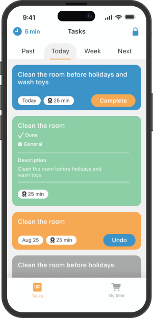 Image of an iPhone displaying the control app interface