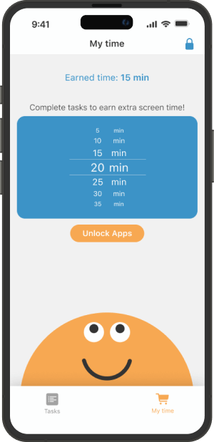 Image of an iPhone with the ability to unlock screen time as a reward