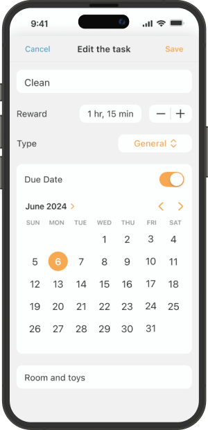 Image of an iPhone displaying the task management interface